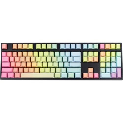 NPKC Rainbow Gradient Keycaps Thick PBT ANSI Layout OEM or Cherry Profile Fit Cherry MX Switches of Mechanical Keyboards