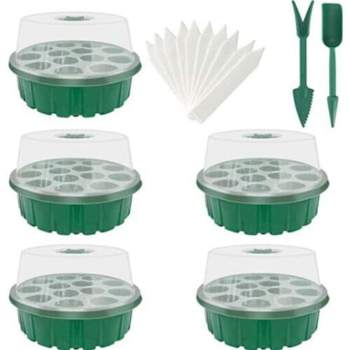 Round Nursery Tray with 13 Holes Plants Tray Box Plastic Succulent Plant Pot Mini Greenhouse Flower Planting Tray Pot Container