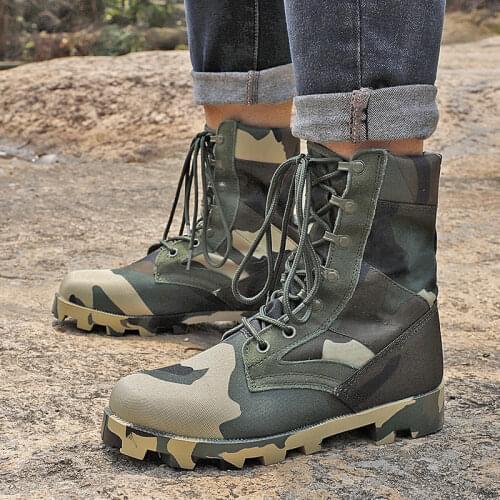 Camouflage High Top Mens Work Shoes Good Quality 2021 Tactical Boots Men Military Boot Outdoor Hiking Shoes Male botas hombre