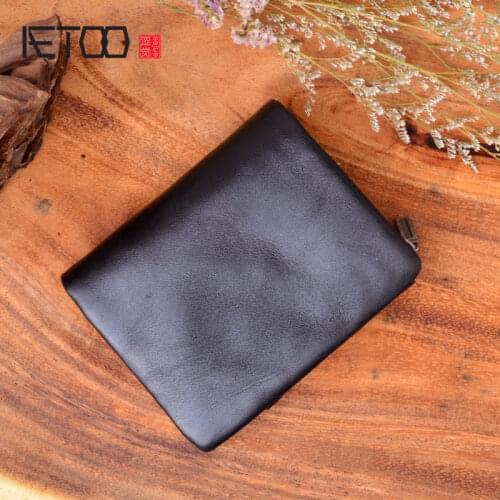 AETOO Retro models New handmade original mens wallet mens first layer oil wax leather mens wallet