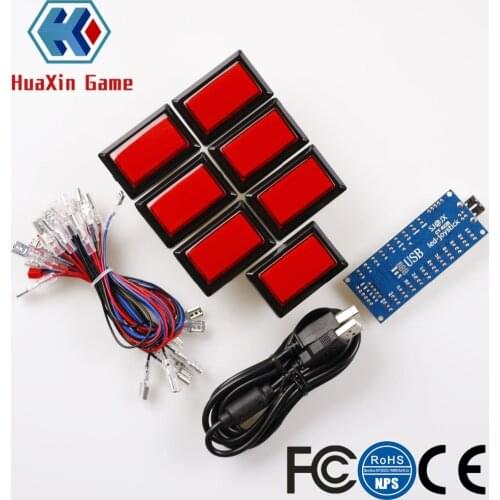 Arcade Game Kit DIY Rectangular LED Illuminated Push Button + Zero Delay USB Encoder Cable For Beatmania Lidx Video / Raspberry