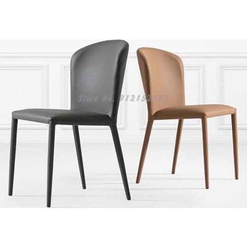 Nordic light luxury dining chair modern minimalist home net red chair makeup chair backrest leather designer dining table and