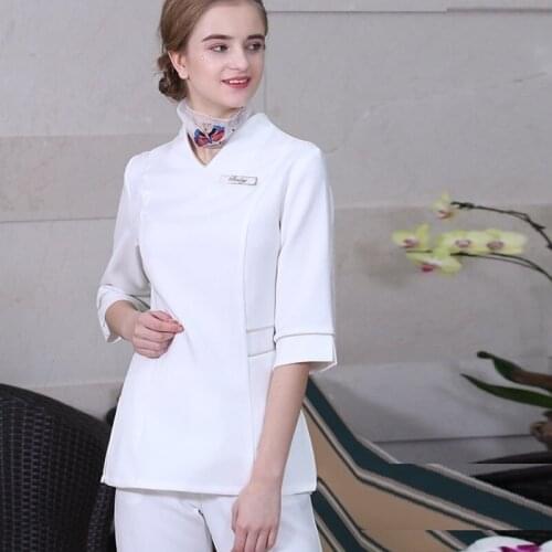 New Spa Uniforms Health Museum Beauty Salon Uniform Hotel Work Clothes WomenS Foot Bath Pedicure Technician Clothing Set AS299