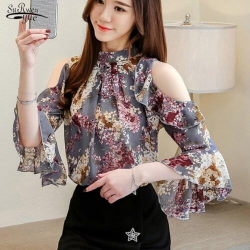 NEW Womens Blouses and Tops Short Sleeve Butterfly Sleeve O-neck Women Clothing Elegant Female Tops Floral Blusas Mujer 5388 50