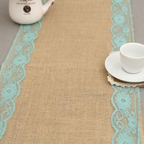New Arrive 180*30CM Burlap Lace Table Flag Chairs Yarn Retro Wedding Christmas Party Holiday DIY Craft Party Decorations