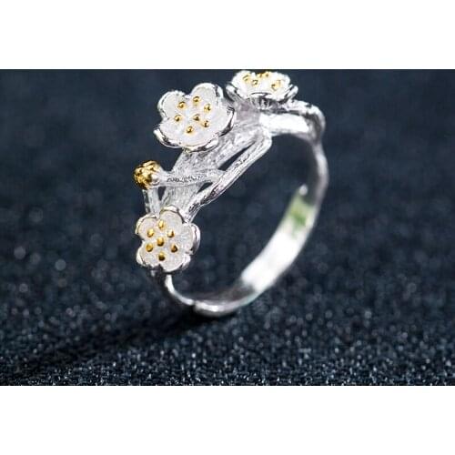 New Gothic Men Plum Flower Rings For Women Jewelry Birthday Gift Romantic Wedding Engagement Drop Shipping 2021