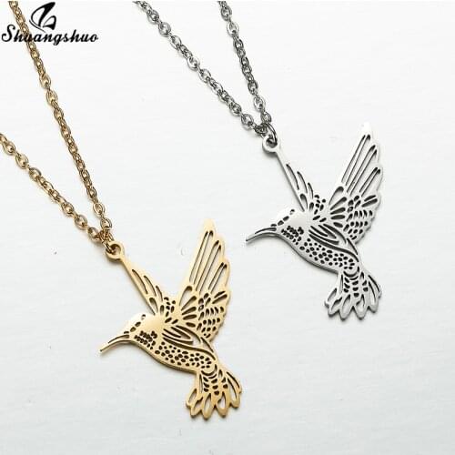 Shuangshuo Hummingbird Animal Stainless Steel Necklace Simple Bird Necklaces & Pendants Clavicle Chain Swallow Necklace Collier