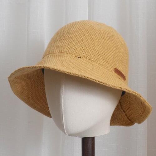 2021 New Bucket Hats Women Cotton Breathable Knitted Basin Hat Short Brim Hollow Sunshade Hat Spring Summer Autumn