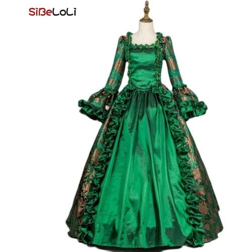 Renaissance Brocade Colonial Antique Floral Tea Garden Dress Historical Period Victorian Ball Gown Reenactment Theater Costume