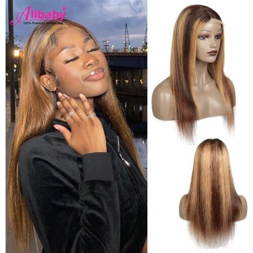 Hd Lace Frontal Wigs Straight Human Hair 13x4 Lace Wig 20 Inch Remy Highlight Wig Brazilian with Baby Hair for Women Alibaby