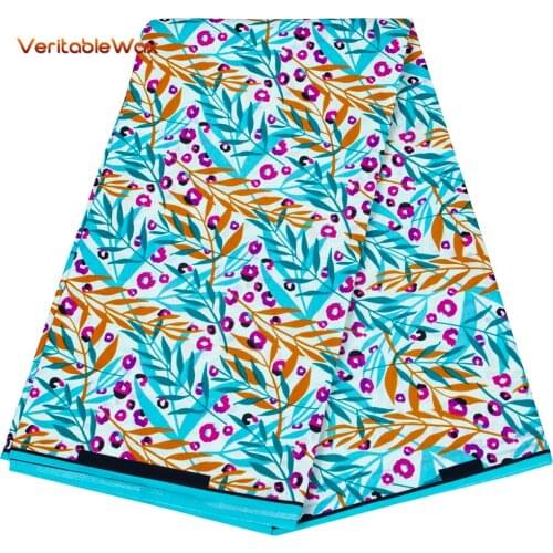 Printed Leaves African Wax Polyester Wax Fabric Wholesale High Quality Ankara Veritablewax African Wax Print Fabric fp6438