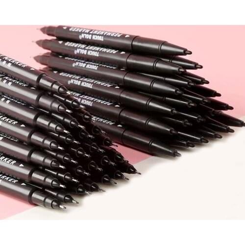 5pcs/lot Twin Tip Permanent Marker Pen Fine Point Waterproof Ink Thin Nib Crude Nib Black Ink 0.5mm-1mm