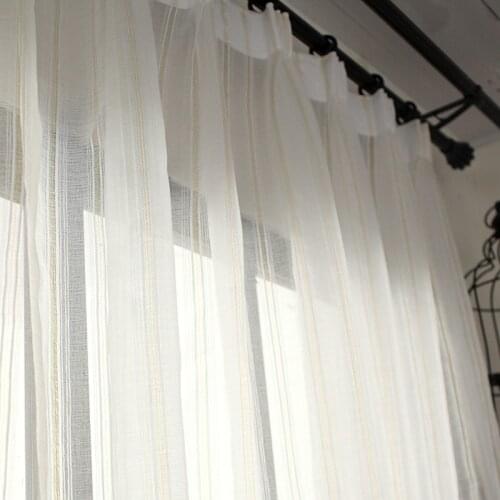 Custom curtains pastoral minimalist Multicolor yellow striped jacquard modern Nordic balcony yarn tulle sheer curtain M377