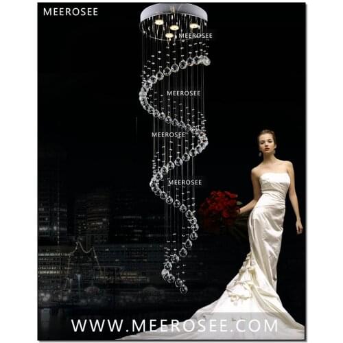 Spiral Crystal Ceiling Light fixtures Long crystal light for Ceiling Lamp stair and staircase With 4 GU10 Bulbs MD1014