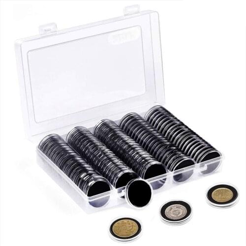 100Pcs 17/20/25/27/30mm Gasket Pads Clear Round Coin Capsule Protect Case Holder Storage Box For Coin Collection Supplies
