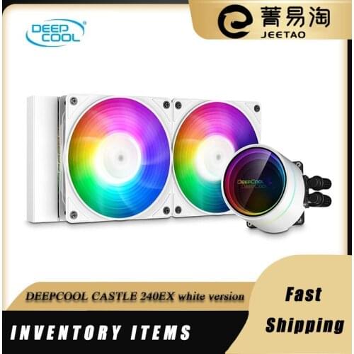 DEEPCOOL CASTLE 240EX white version cpu water cooling radiator ARGB desktop host 5V 3PIN ARGB silent fan For LGA1151 TR4 AMD AM4