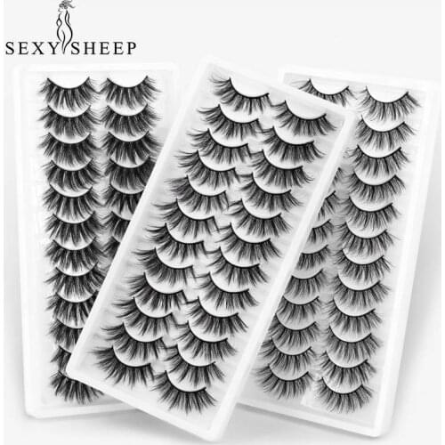 SEXYSHEEP 5/8/12 pairs EyeLashes 3D Mink Natural False Eyelashes Dramatic Volume Lashes Makeup Eyelash Extension Silk Eyelashes