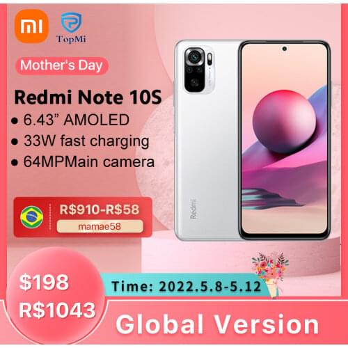 Global Version Xiaomi Redmi Note 10S 64GB / 128GB Smartphone Helio G95 64MP Quad Camera 6.43" AMOLED DotDisplay 5000mAh 33W