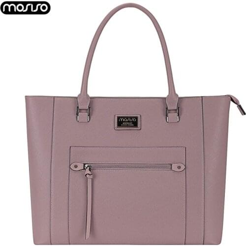 MOSISO Fashion PU Leather Laptop Bag 14 15 15.6 inch Notebook Shoulder Bag Waterproof Computer Handbag Briefcase Business Travel