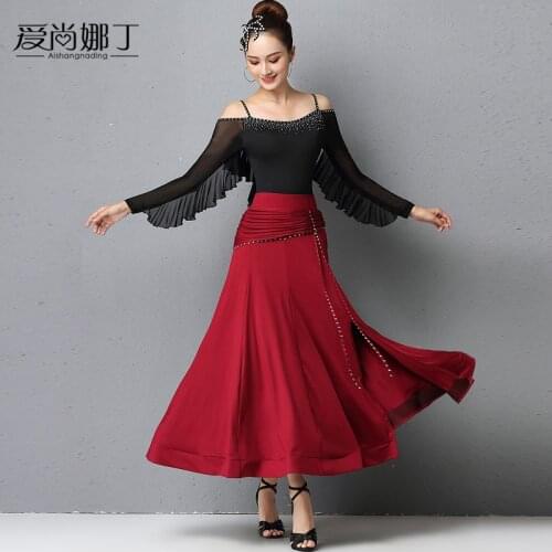Latin dance training clothing female adult top new modern national standard dance skirt