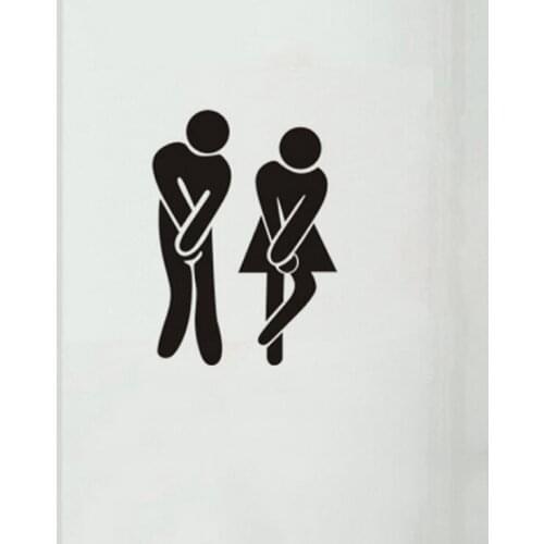 Toilete Door Decoration DIY 3D Mirror Door Sticker Toilet Entrance Sign Toilet Bathroom Stickers Home Hotel Office Soild Color