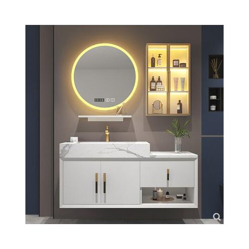 Intelligent induction rock plate integrated basin bathroom cabinet combination custom wash basin cabinet bathroom washbasin cabi