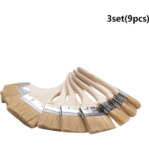 Utoolmart 3Set Pig Hair Paint Brush Kit 2-inch + 3-inch + 4-inch Three-Piece Suit Per Set Wooden Handle Hand Wire Brushes