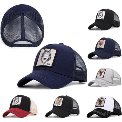 Summer Unisex Hip Hop Embroidered Viking wolf Animal Baseball Cap Men Women Breathable meshed cap Mens Trucker Cap