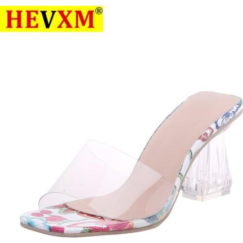 High Quality New Women Sandals PVC Crystal Heel Transparent Women Sexy Clear High Heels Summer Sandals Pumps Shoe Size 35~43