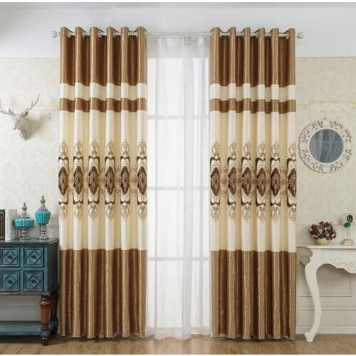 Spot European-style Embroidery Stitching Curtain Cloth Embroidered Sunscreen Shading Finished Curtains for Living Room Bedroom