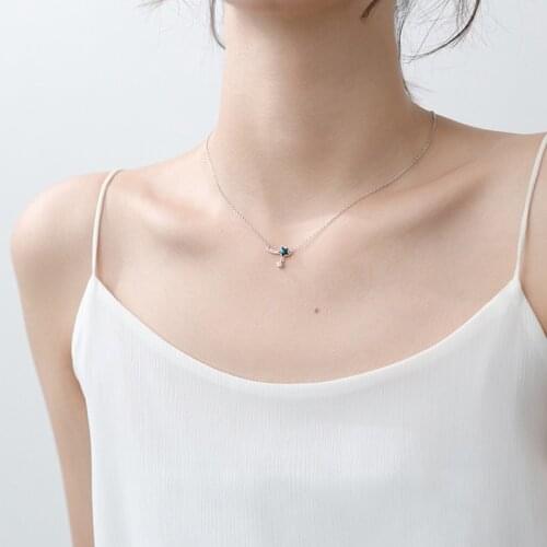 Sterling S925 3Pcs/Lot Blue Zircon Star chain female tide light luxury Fashion Necklaces