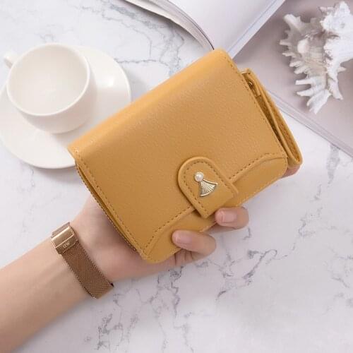 PU Leather Women Short Wallet Multiple Card Slots ID Photo Holder Zipper Hasp Folding Coin Purse Ladies Casual Clutch Money Bag