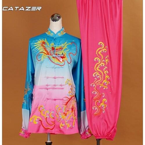 Girls Womens Tai Chi Suit Wushu Kung Fu Competition Costume Kids Embroidery Martial Arts Uniform Need Measurements Custom Made