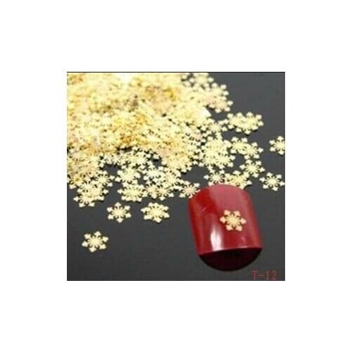 1000PCS Nail Art Decoration Wheel Copper Metal snowflake Shapes Glitter Gold 3D Nail Charms Rivet Studs Sets Nail Wheel #114FG