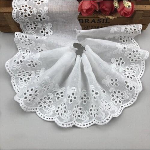 15Yards Embroidery Lace Trim Flowers Cotton Fabric Curtain Tablecloth Slipcover Bridal DIY Clothing Accessories