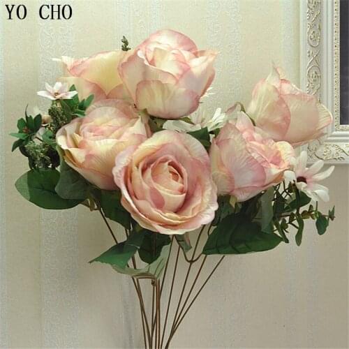 2 pcs/lot) 50cm 6 rose flower heads! Home decoration wedding large single real touch artificial silk rose bouquets flower
