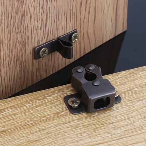 2pcs Metal Door Stop bumper Closer Stoppers Damper Buffer invisible Wardrobe lock cabinet catches with clips Furniture Hardware