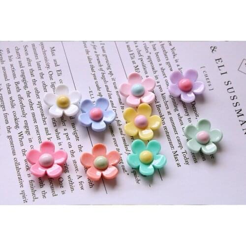 20pcs/lot 20mm Colorful Cute Resin Five-Petal Flower Flat back Cabochon DIY Jewelry Craft Scrapbook Decoration