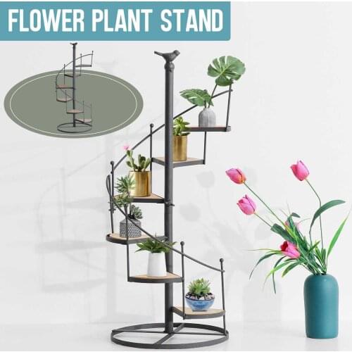 6 Layer Plant Stand Succulent Shelf Rack Balcony Indoor Garden Flower Pot Shelf Shoes Rack Book Shelf + Wood Plate Home Decor