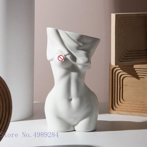 Abstract Human Sculpture Ceramic Vase Female Nude Woman Body Art Flower Arrangement Home Decoration Ceramic Crafts Flower Vase