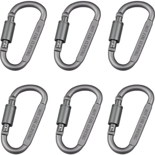 Aluminum Carabiner D-Ring Keychain Clip Locking Strong and Light Camping Keyring Snap Hook Outdoor Travel 8cm