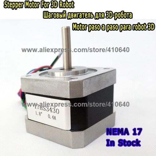In Stock Free shipping stepper motor 17HS3430 0.4 A 28 N.cm with 4 lead wires and step angle 1.8 degree
