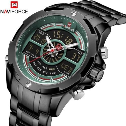Luxury Brand NAVIFORC Digital Watches for Men Sport Chronograph Military Male Quartz WristWatch Stainless Steel Waterproof Clock