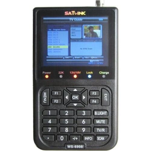 100% SATLINK WS-6908 Digital Satellite Finder Satellite TV Receiver DVB-S FTA Signal 3.5 inch LCD, Support DISEQC 1.0,1.1,1.2