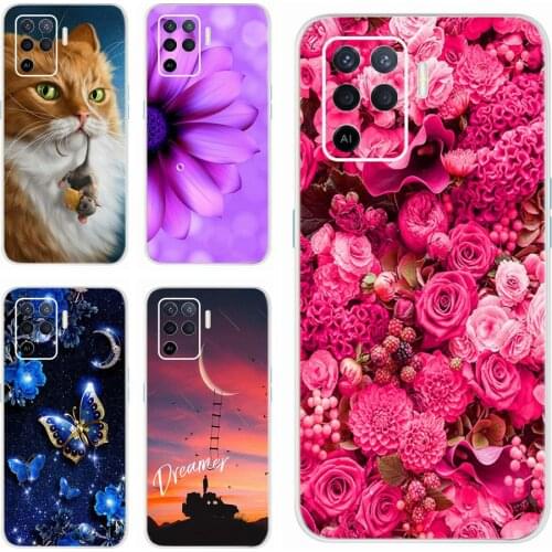 Colorful Flower Case For Oppo Reno 5 F Case Reno5 F Soft Silicone Back Cover For Oppo Reno 5 Lite Reno5 Z Lite Phone Cases Bags