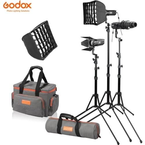 Godox S30-D 90W Dimmable Focusing LED Spotlight 5600K CRI 96+ Continuous LED Light with Accessories Kit Stands Power Adapter