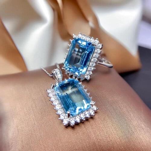 New Fashion Topaz Jewelry set Natural And Real Topaz Set 925 sterling silver Fine jewelry 1pc ring,1pc Pendant