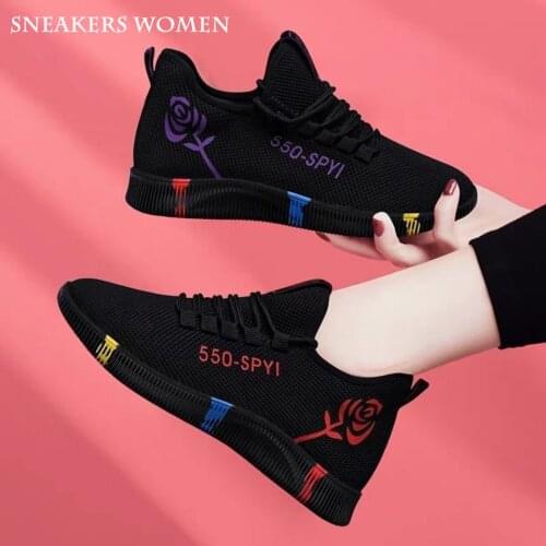 Sneakers womens shoes womens flying woven casual shoes trendy all-match sports shoes womens single shoes