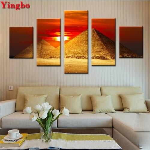 Square Diamond Mosaic sale diy diamond painting Egyptian Pyramids Scenery cross stitch 5 Pie ces Diamond embroidery full round