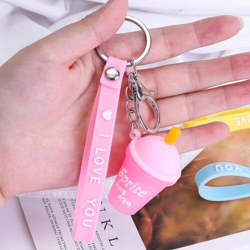 Cute Mini Keychain Milk-Tea Drink-Bottle Keyring Bag Pendant Couples Women Men Girl Gift Trinket Dropshipping